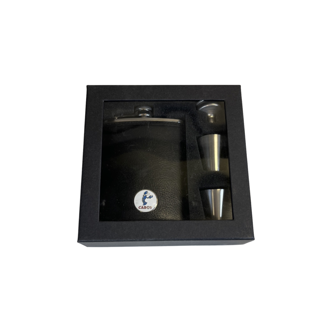 Ahead Cabot Cliffs Leather Flask Set